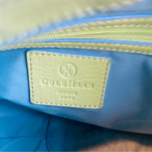 Cole Haan Megan Handbag Green Blue Cream Leather Purse Small - Picture 7 of 11